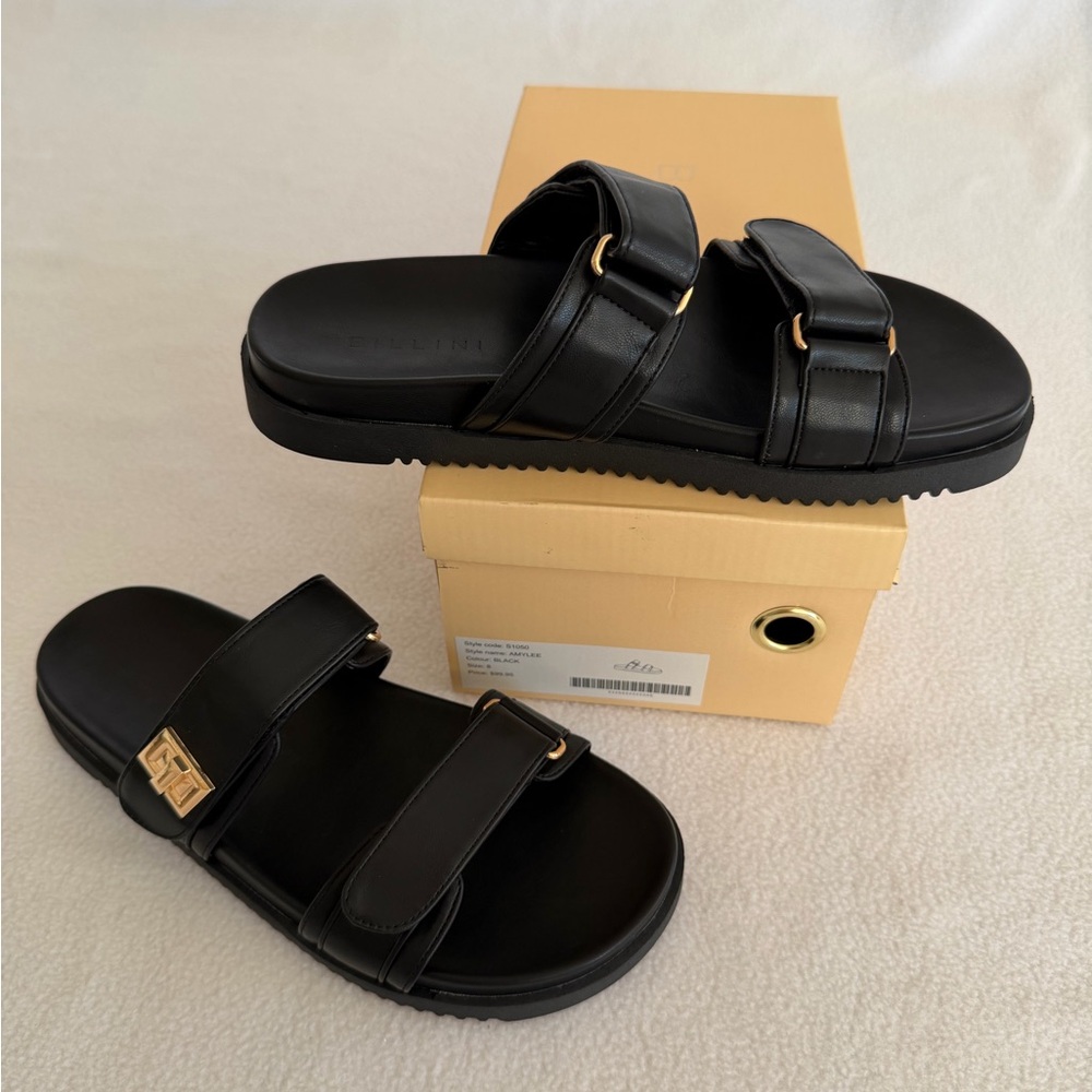 Billini Amylee - Black Double Strap Slide Sandal